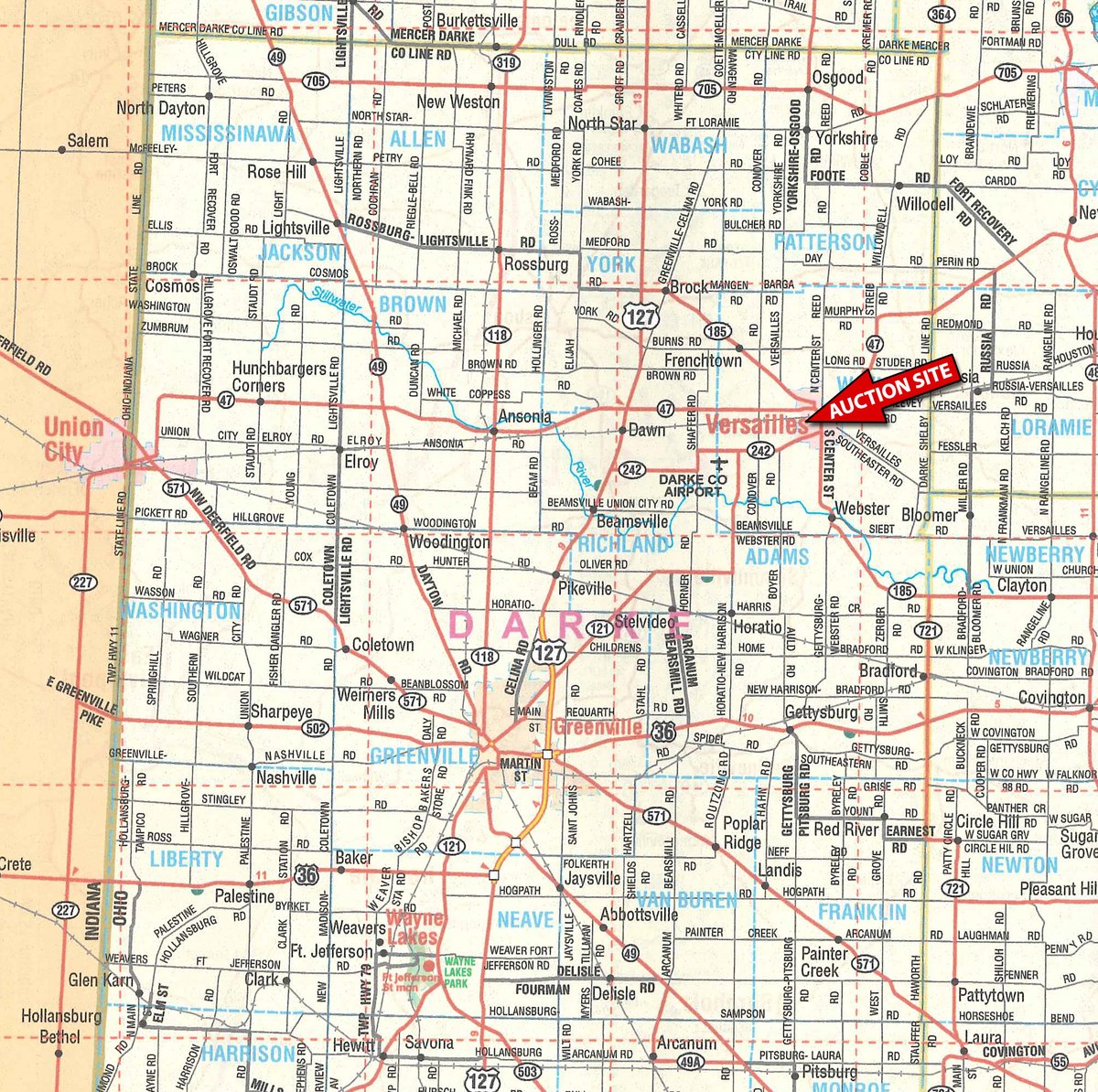Area map - EQUIPMENT AUCTION IN DARKE COUNTY, OHIO